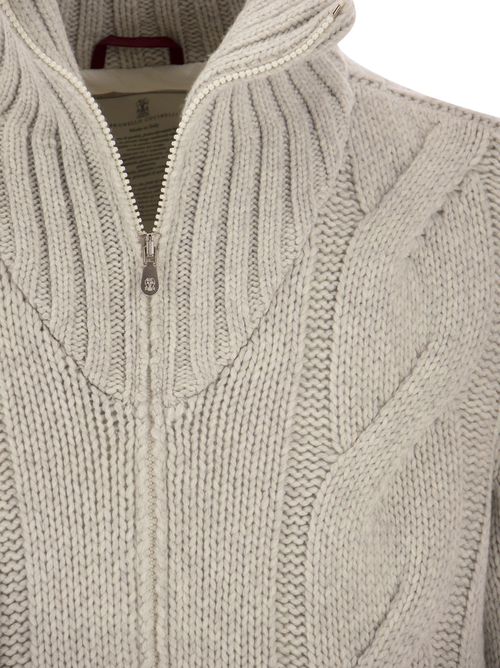 Cable-knit padded jacket - Grey