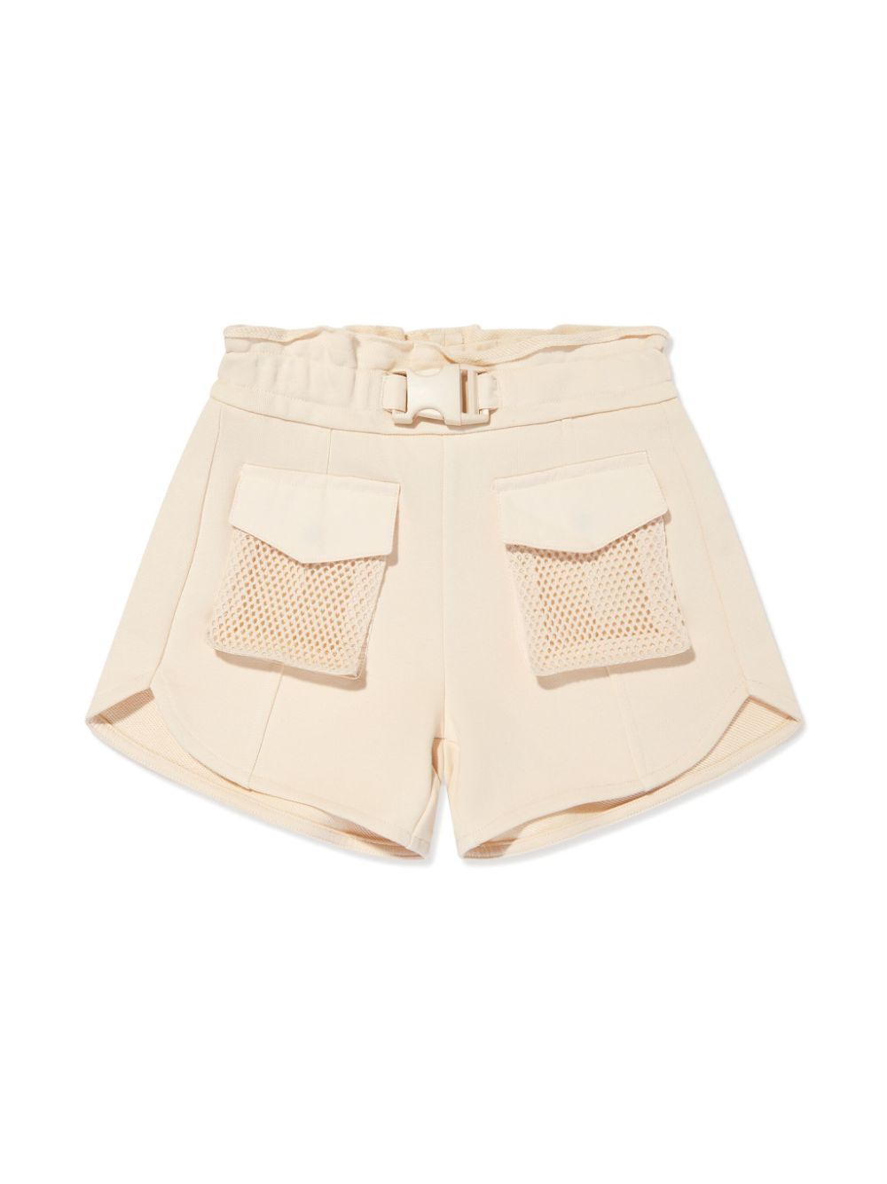 Mesh-panel buckled track shorts - Neutrals