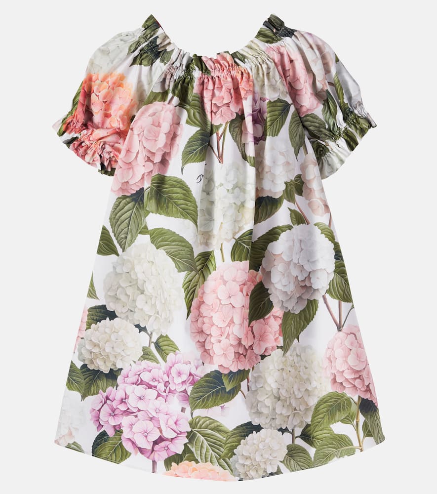 Floral gathered cotton dress