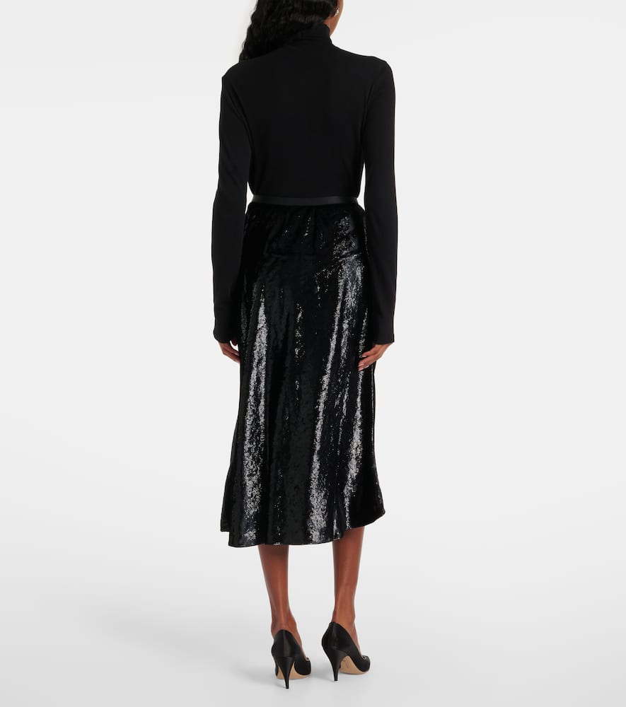 Lamé satin midi skirt