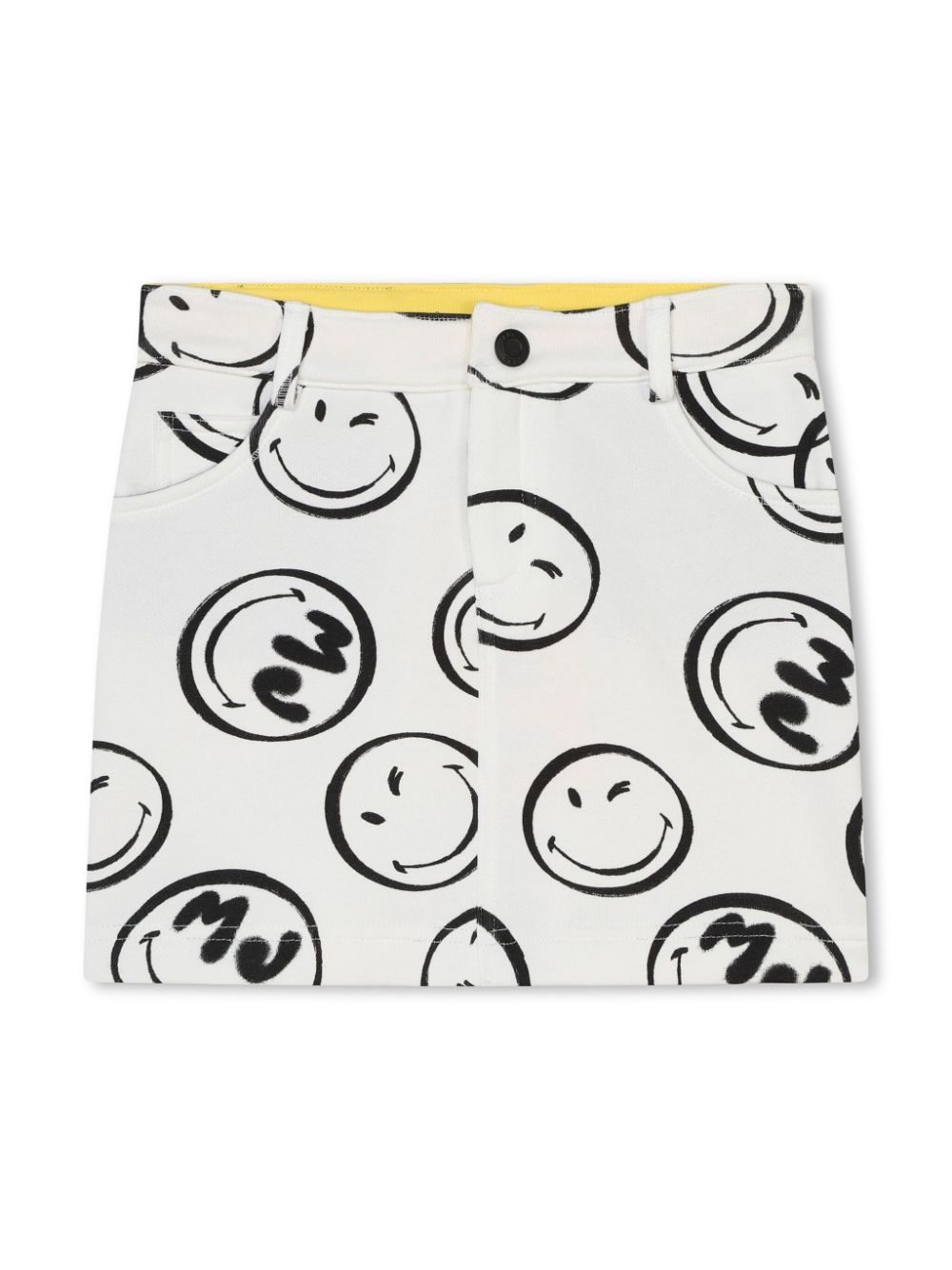 Smiley-motif straight miniskirt - White