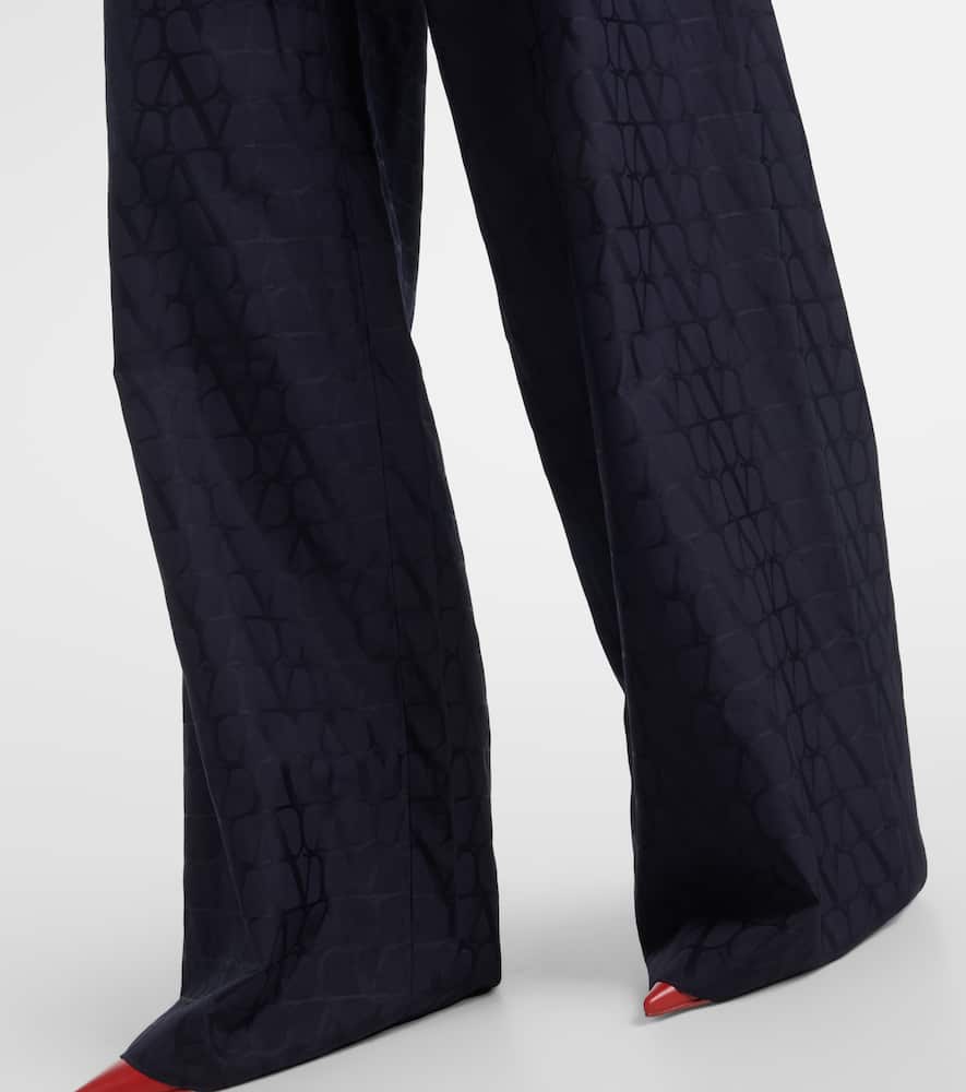 Cotton poplin wide-leg pants
