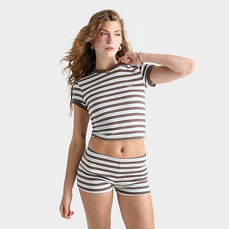 Women's Originals Striped Rib Baby T-Shirt in Ice Blue/Earth Strata