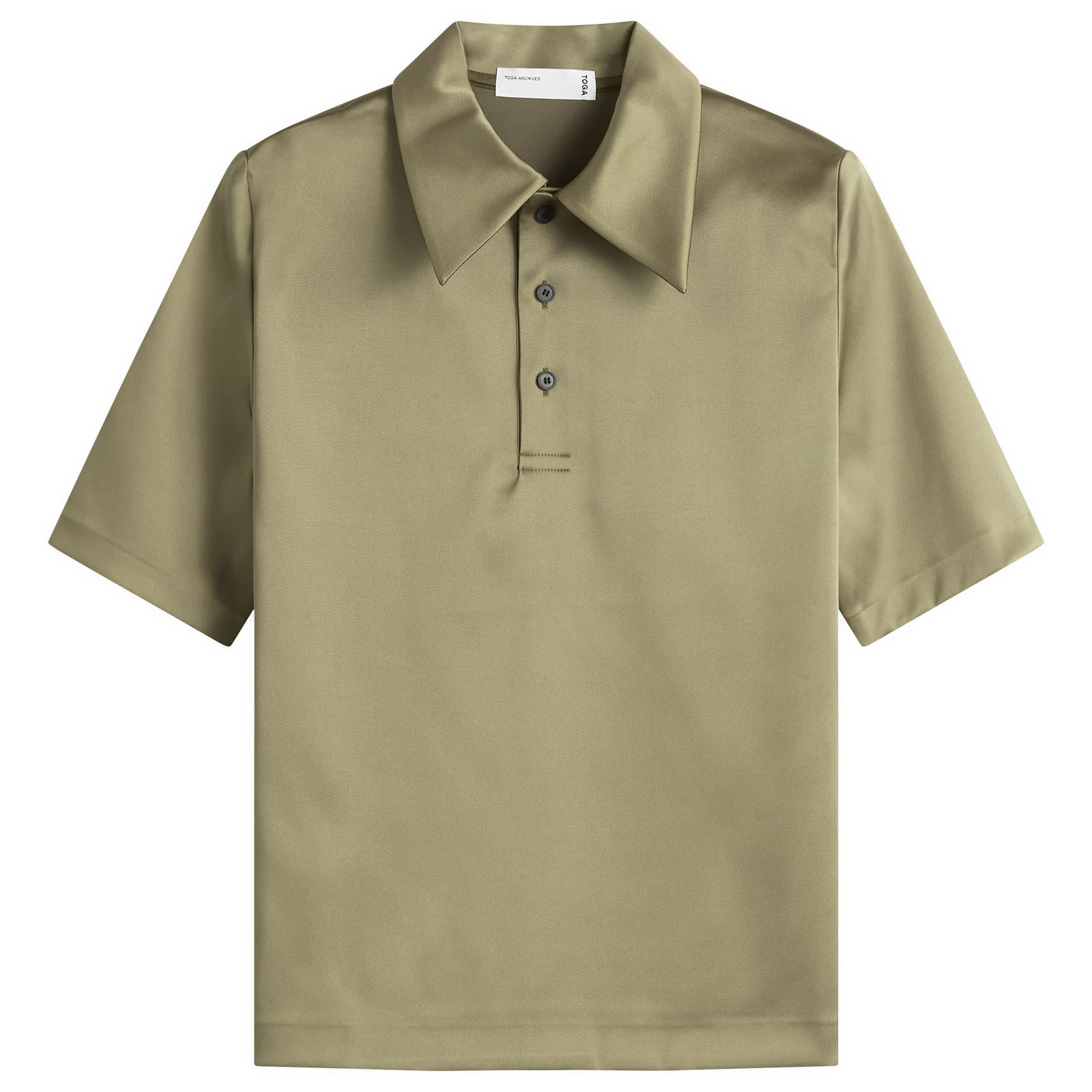 Women's TOGA Satin Stretch Polo Shirt in Khaki