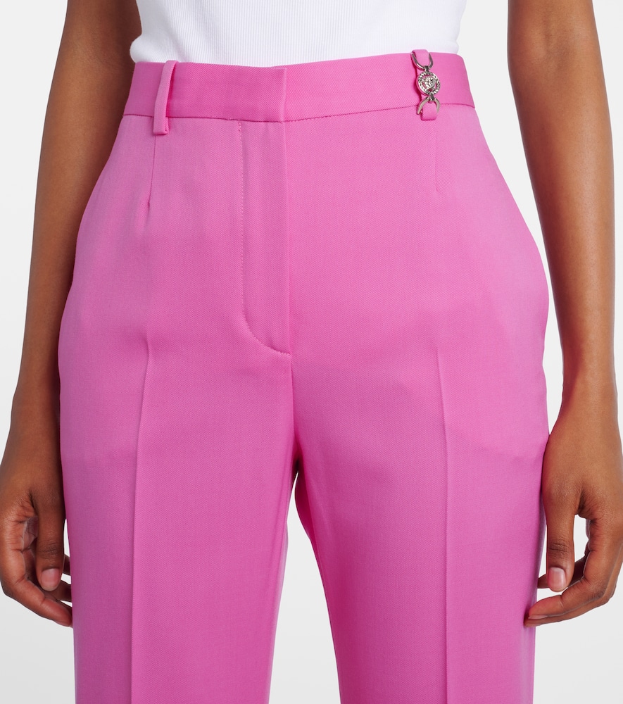 Embellished high-rise wool flared pants