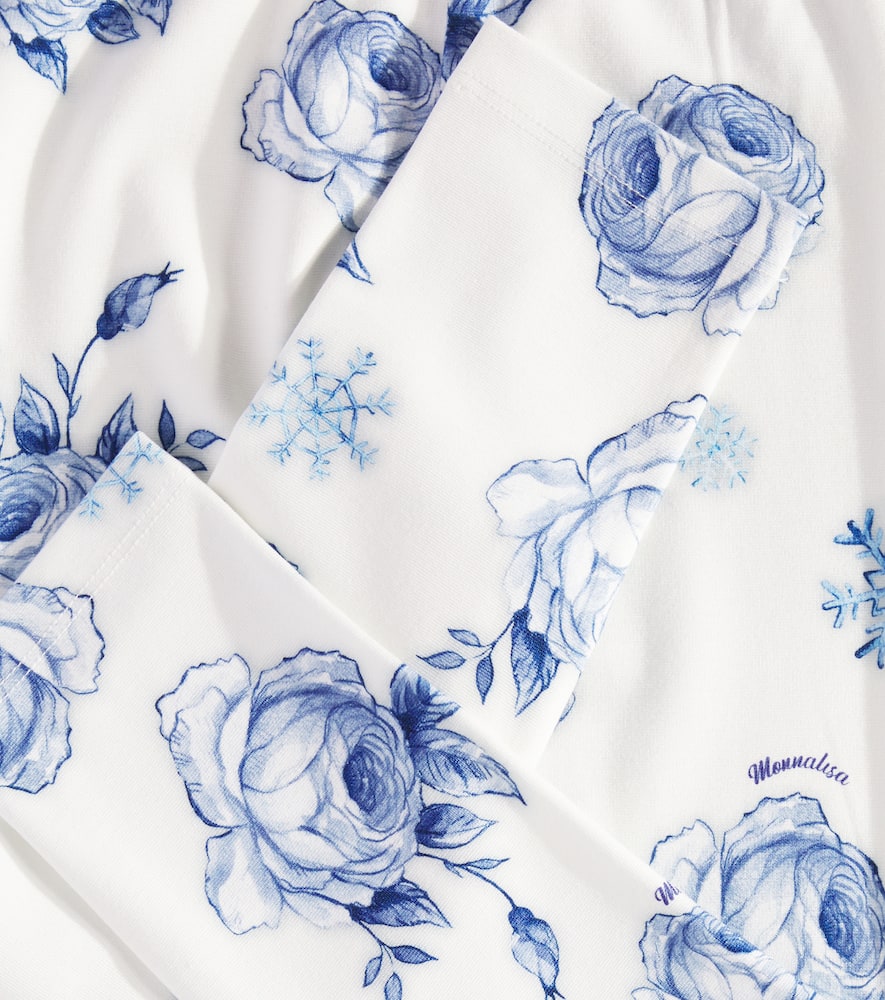Roses Snowflakes printed leggings
