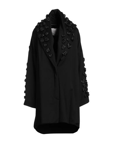 Woman Coat Black Size 2 Cashmere, Polyester, Polyurethane, Elastane