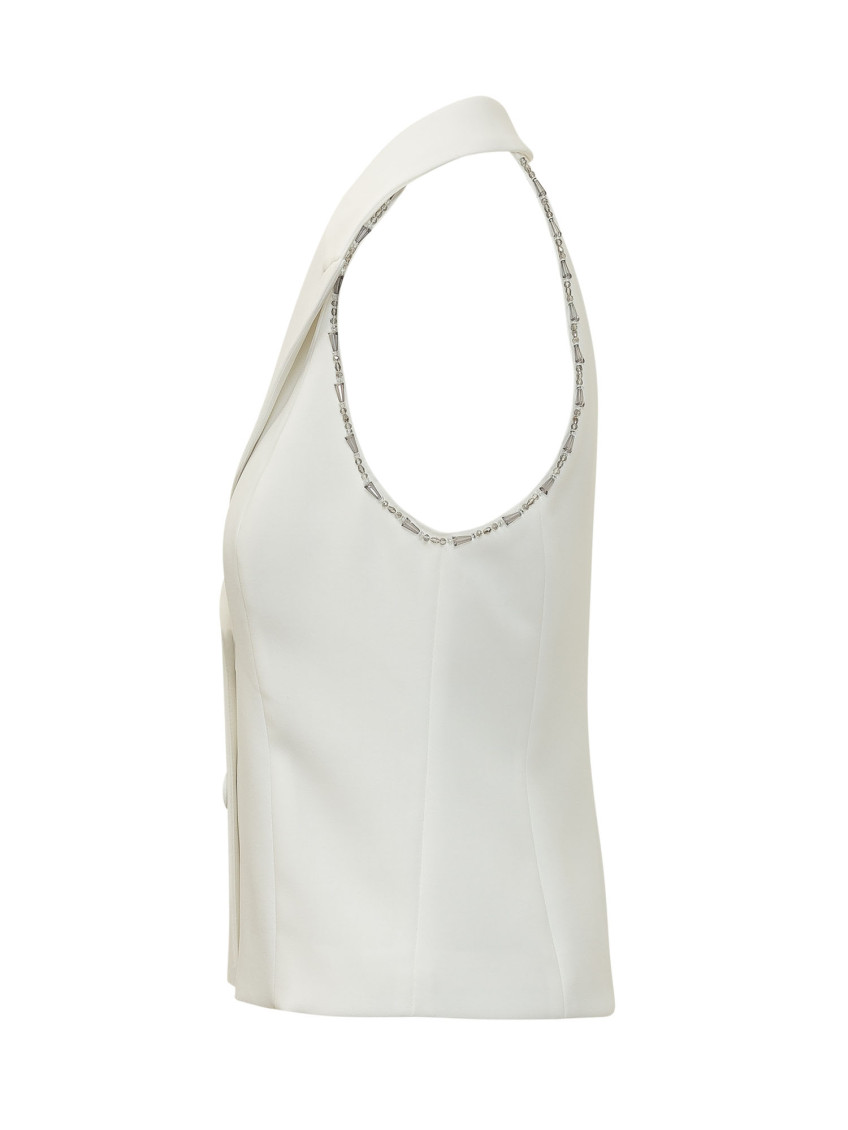 White Solid Notched Lapel Blazer