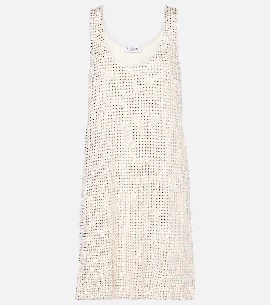 Crystal-embellished jersey minidress