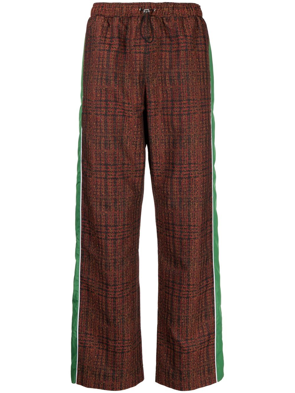 Check-pattern straight-leg trousers - Red