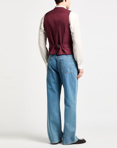 Man Tailored Vest Burgundy Size 44 Linen, Cotton, Silk