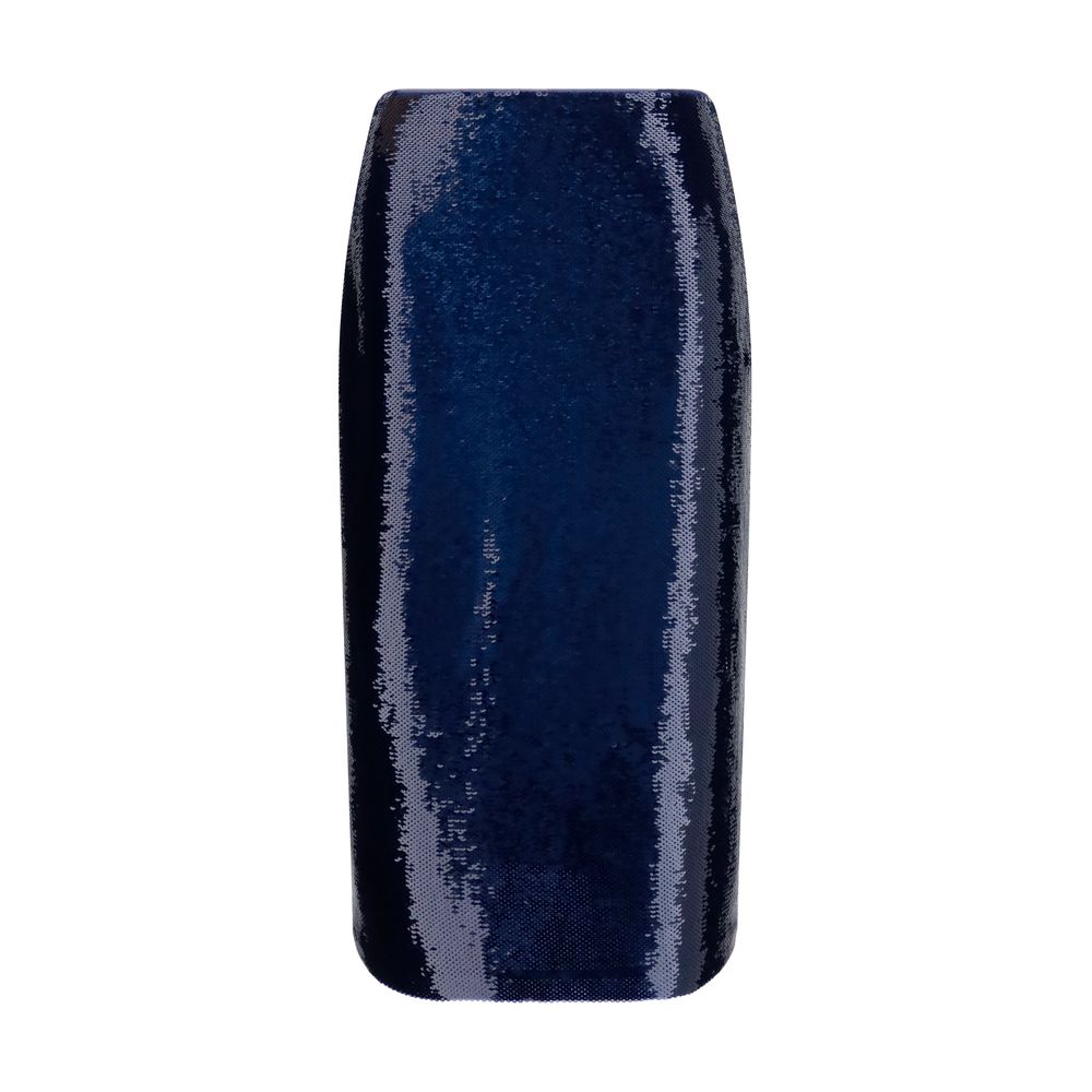 Sequin-Embellished Silk Skirt — Blue