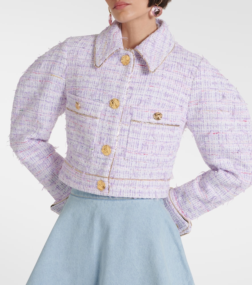 Cropped cotton-blend tweed jacket