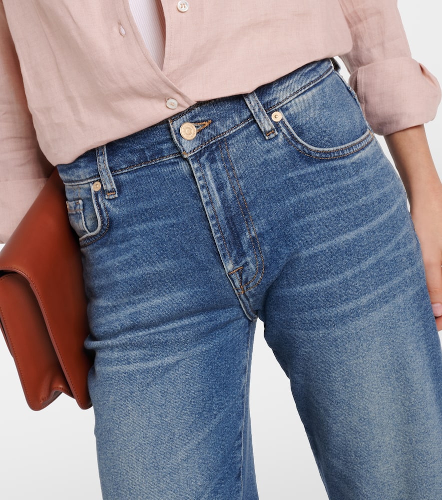 7 For All Mankind Ellie high-rise cotton-blend straight jeans