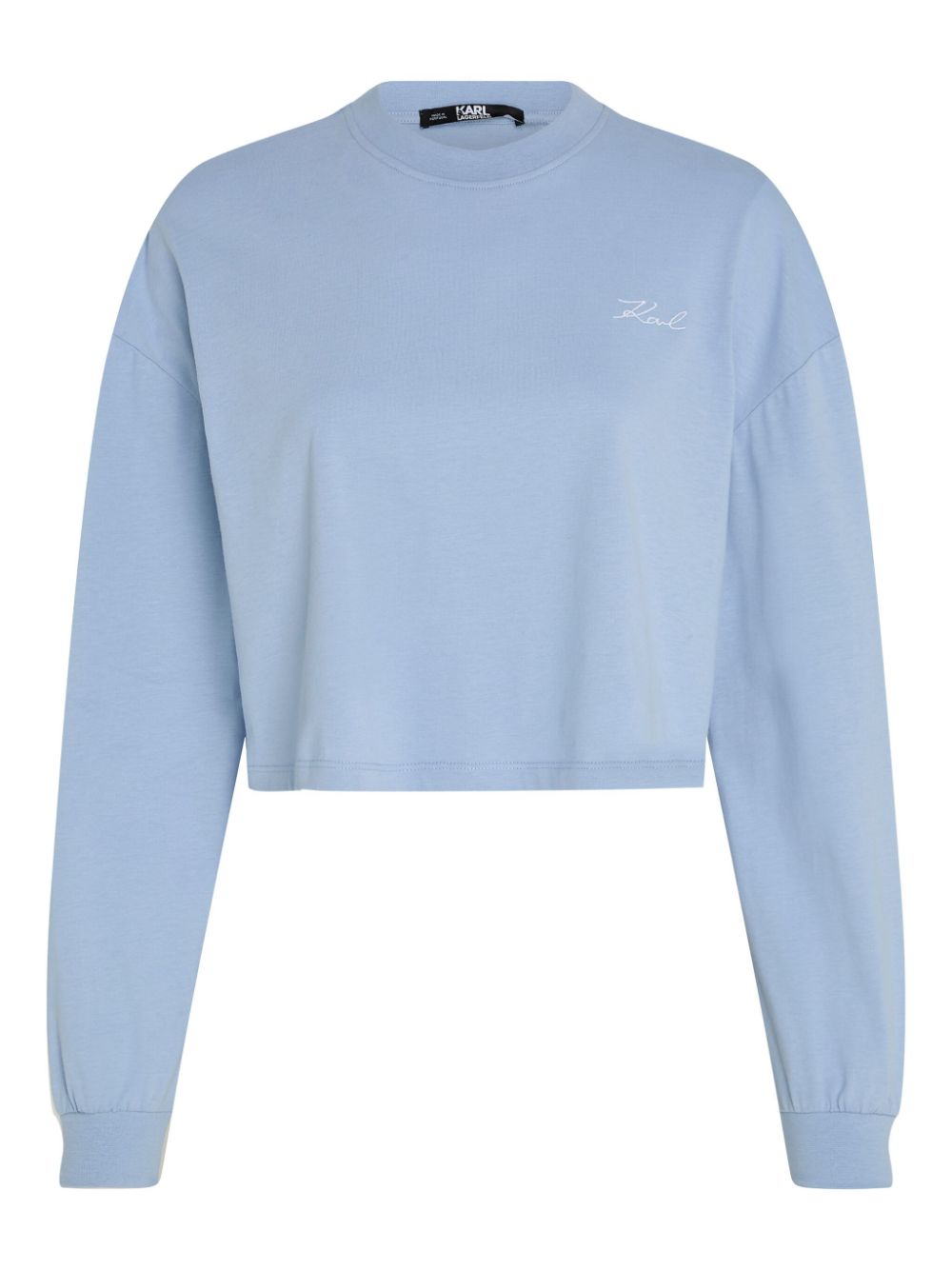 Logo-embroidered organic-cotton top - Blue