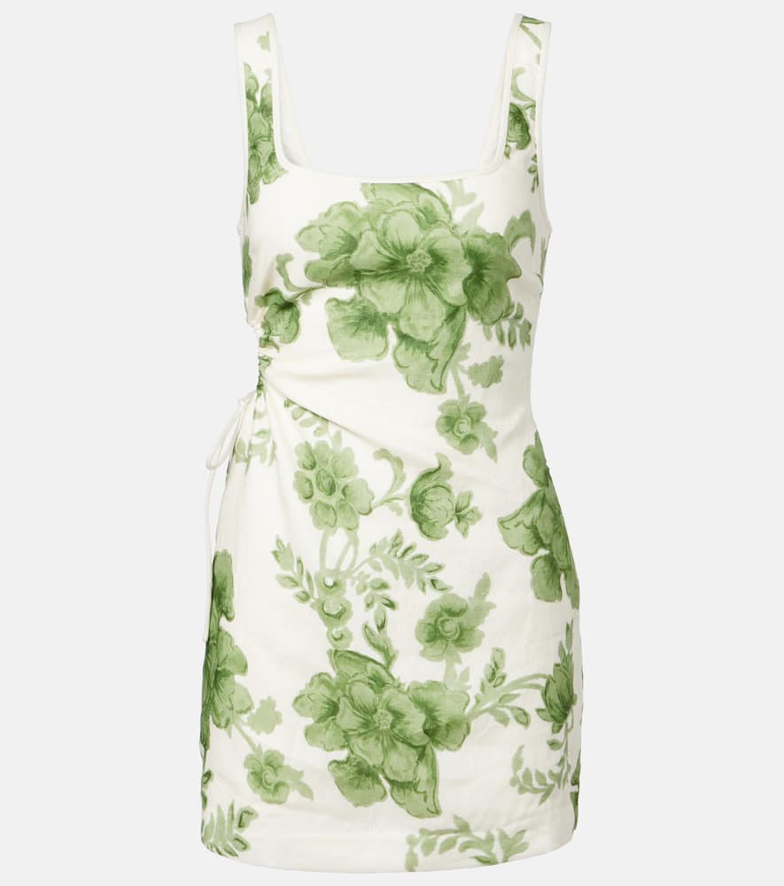 Gardella cutout floral linen minidress