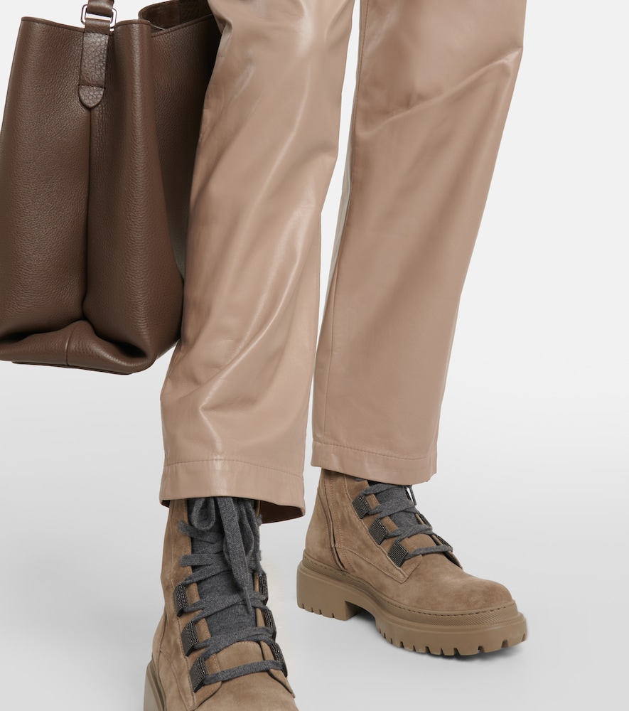 Mid-rise leather pants