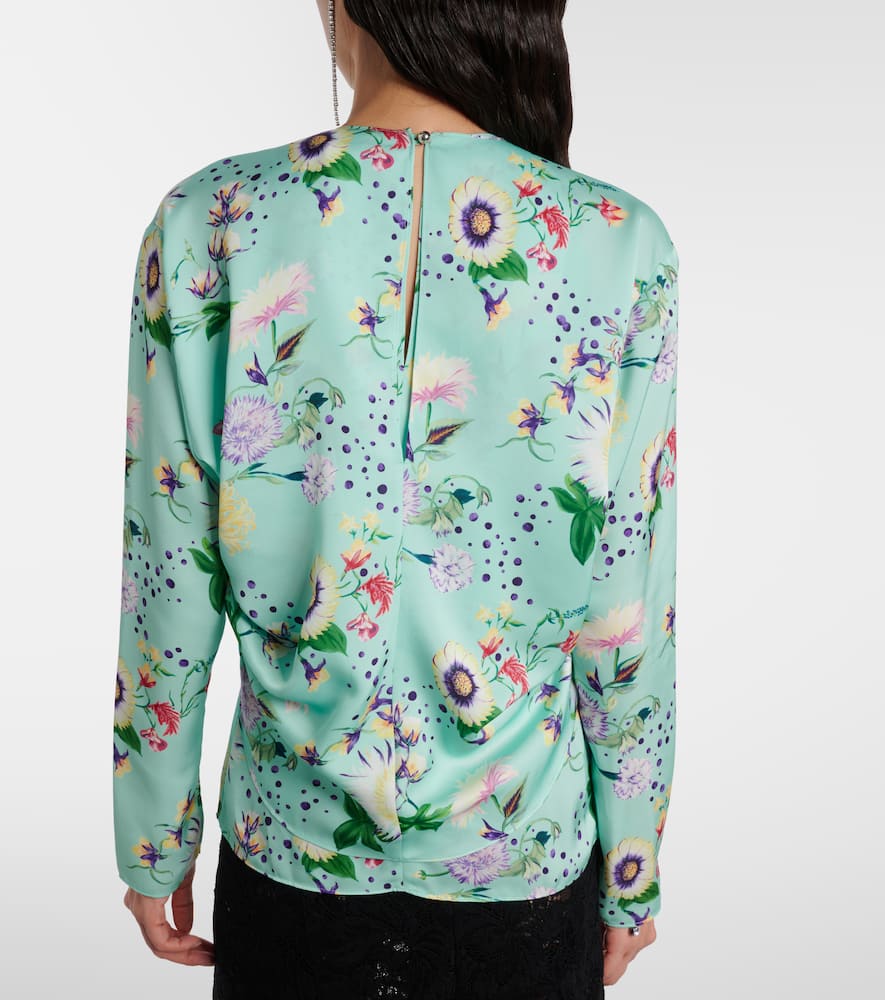 Layered floral satin blouse