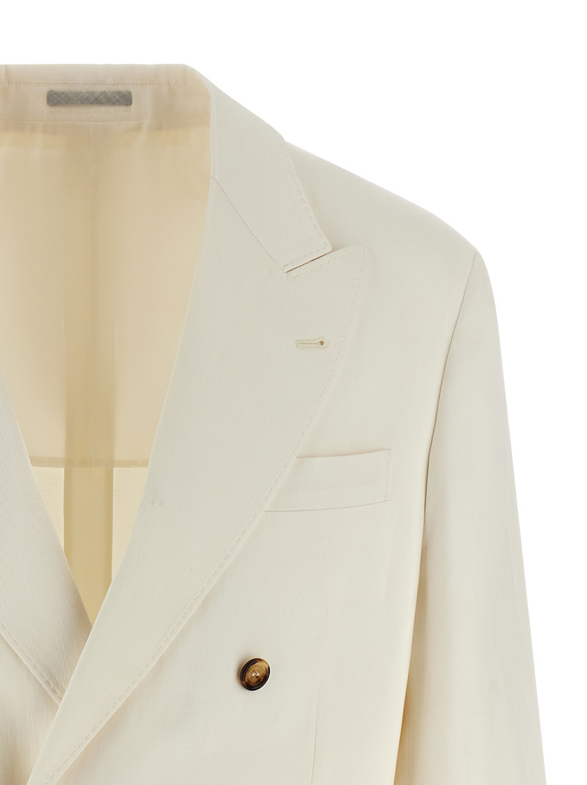 Linen Silk Blazer White