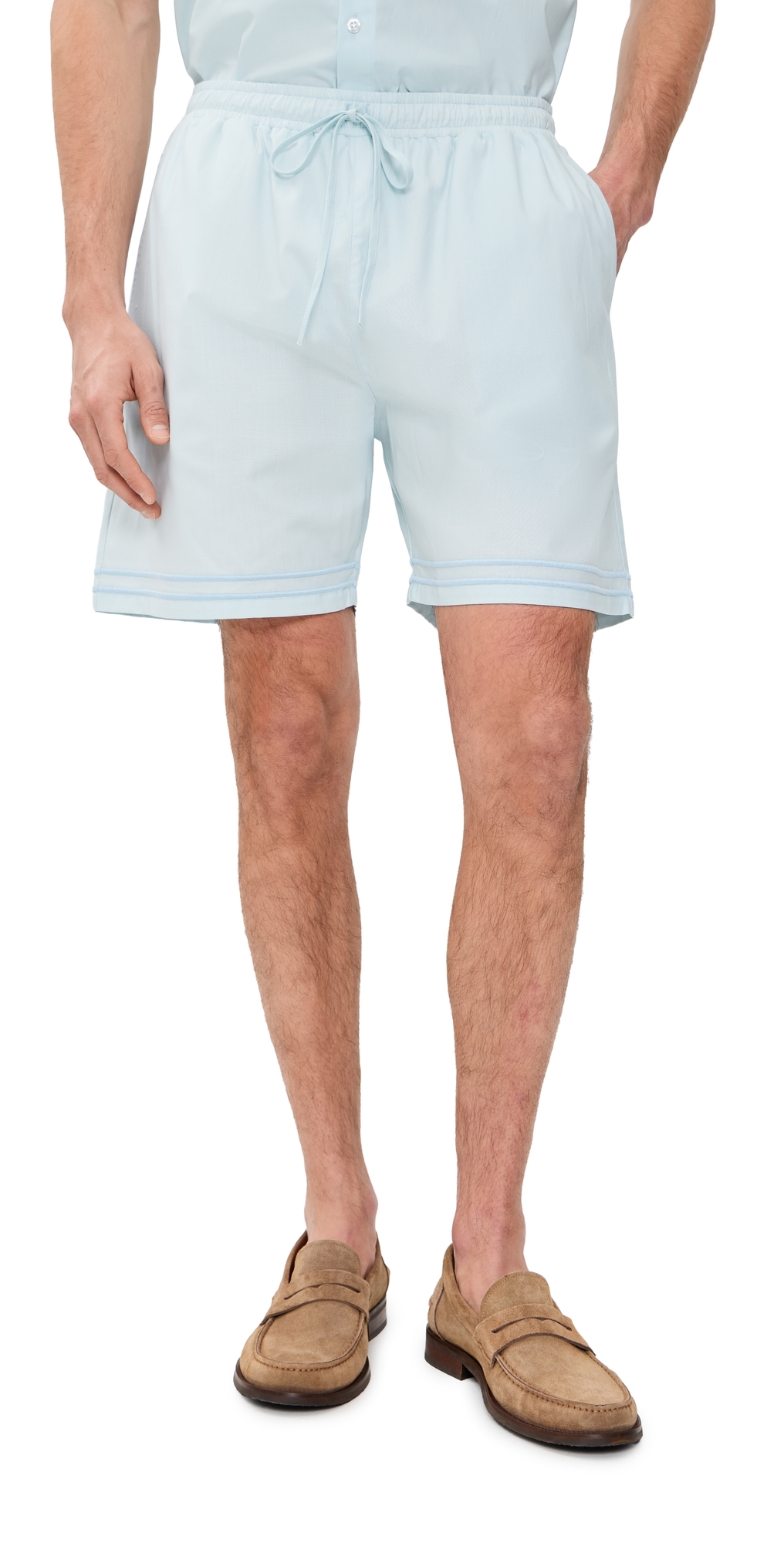 Samet Embroidered Linen Shorts Blue
