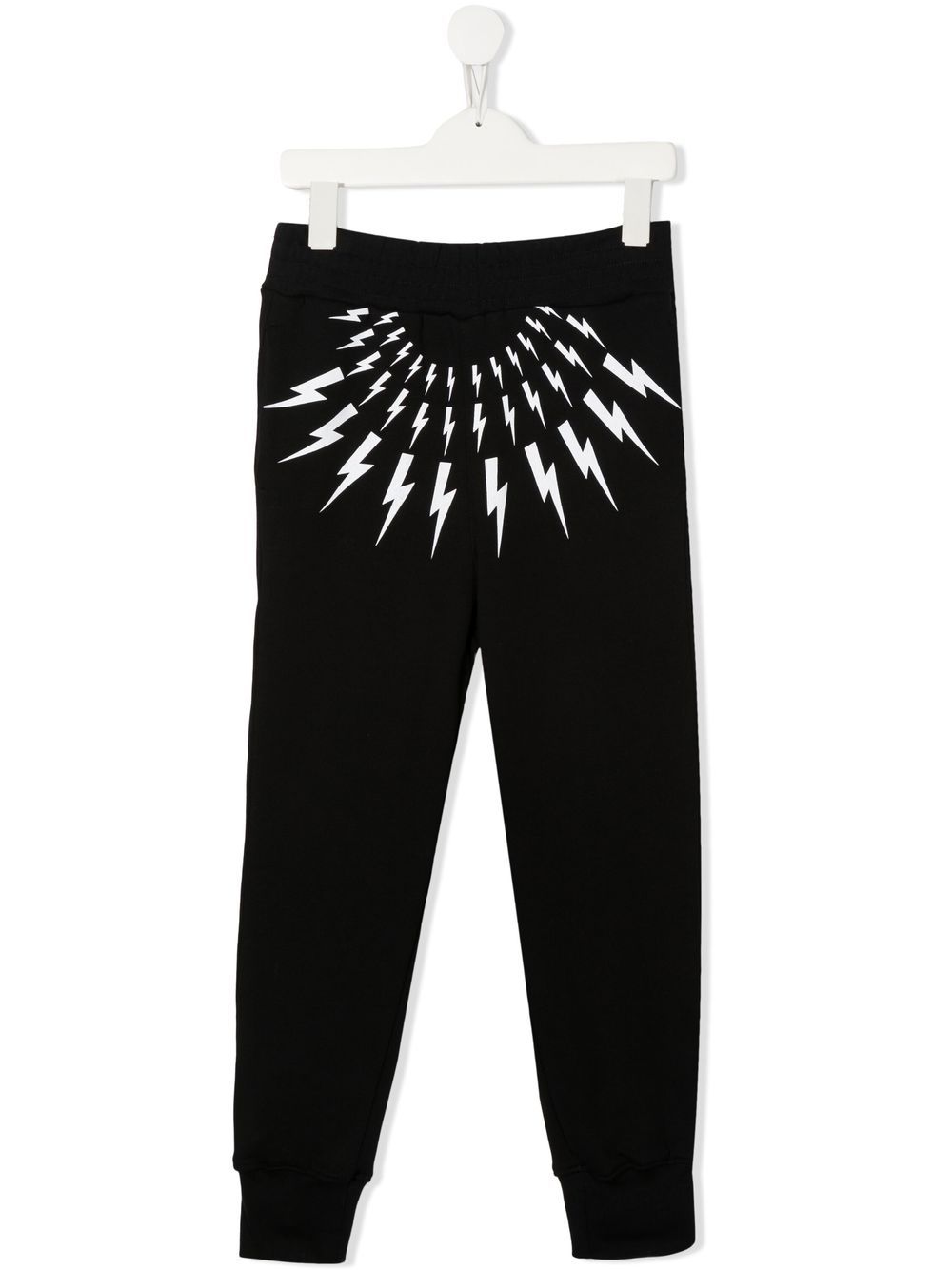 Thunderbolt-print tapered track pants - Black