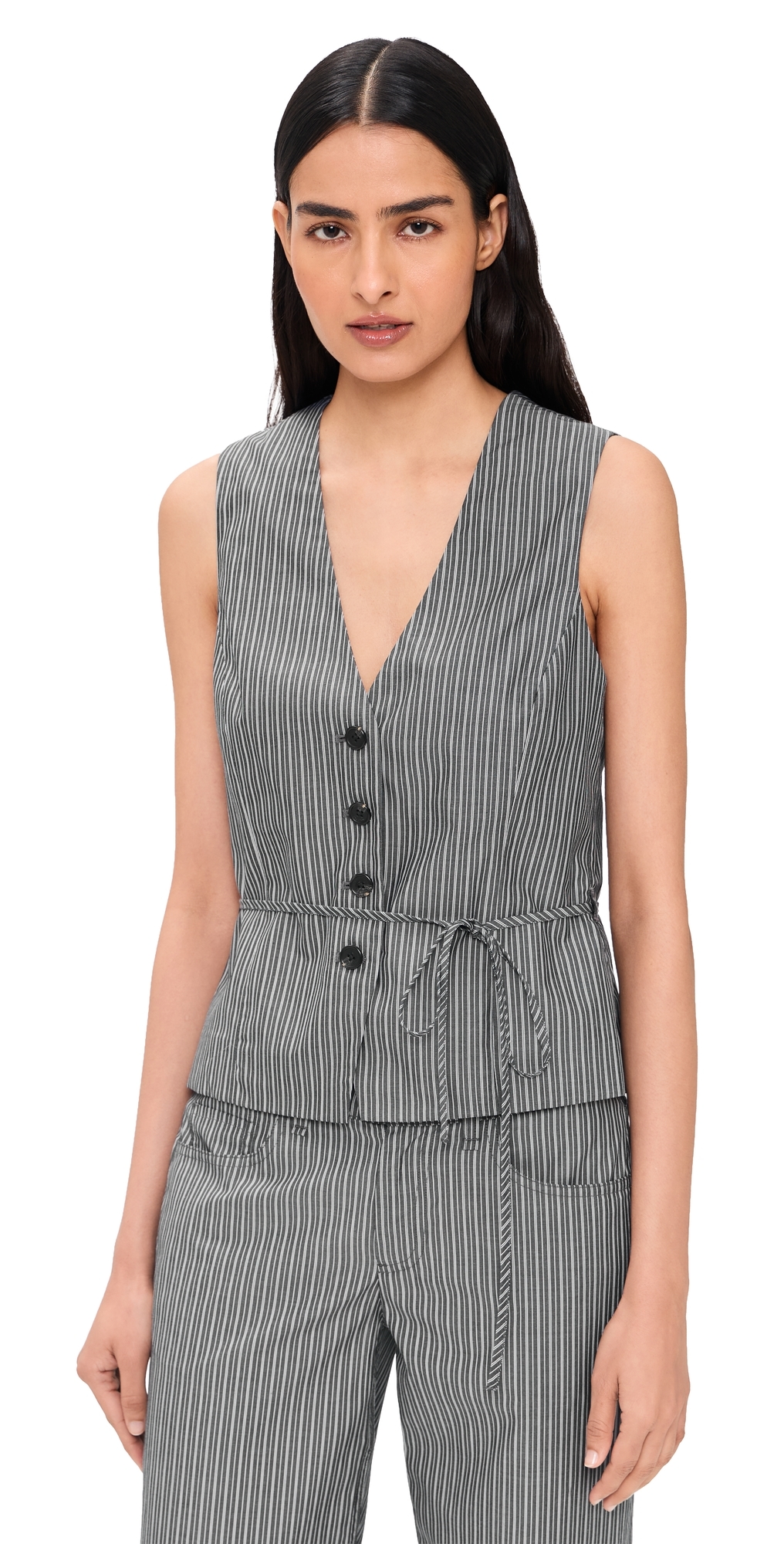 Paulette Stripe Poplin Vest Salst
