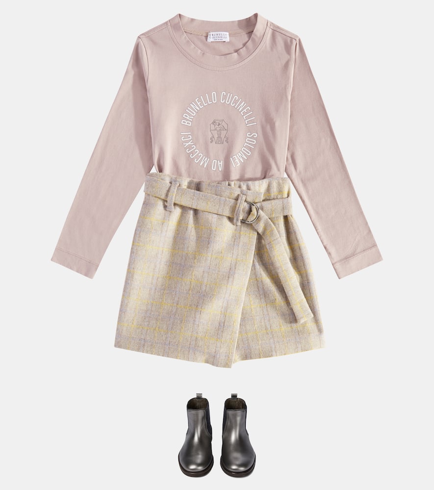 Brunello Cucinelli Kids Wool-blend flannel skort