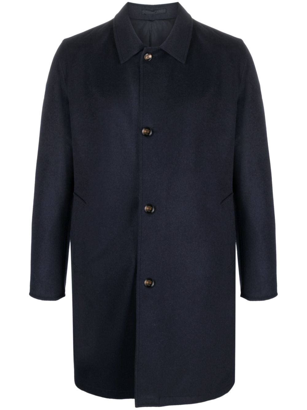Spread-collar single-breasted coat - Blue