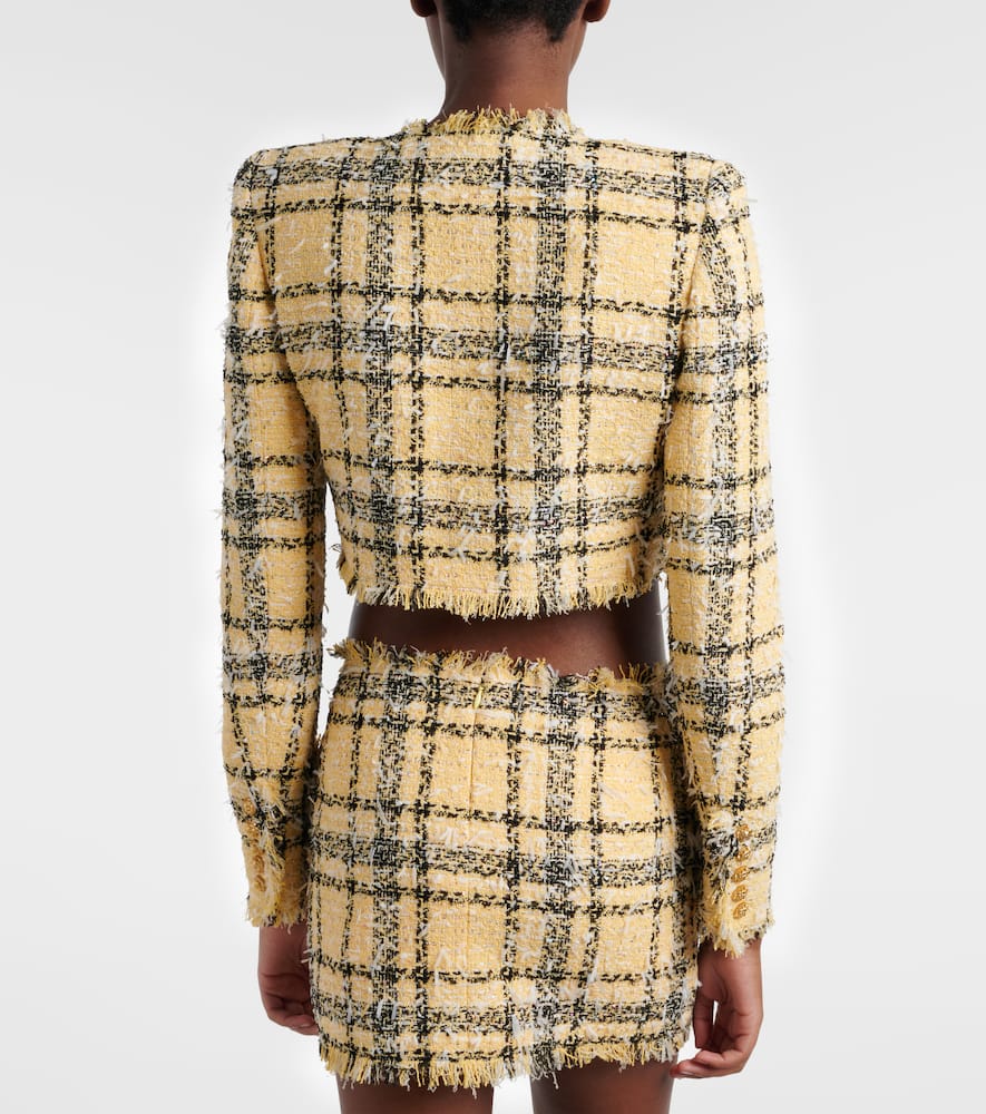Cropped sequined tweed jacket