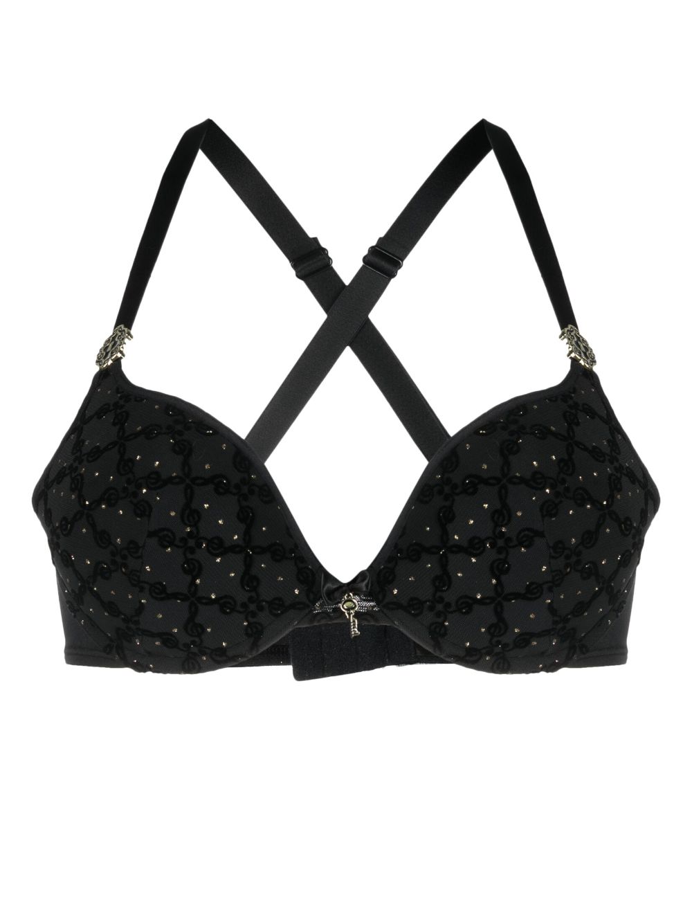 Calliope devoré-effect push-up bra - Black