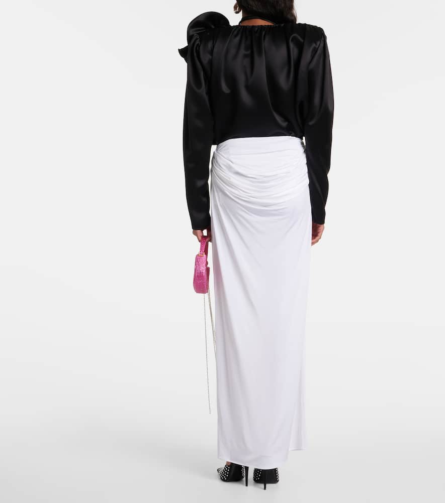 Draped jersey maxi skirt