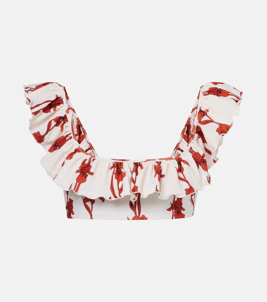 Floral ruffled bikini top