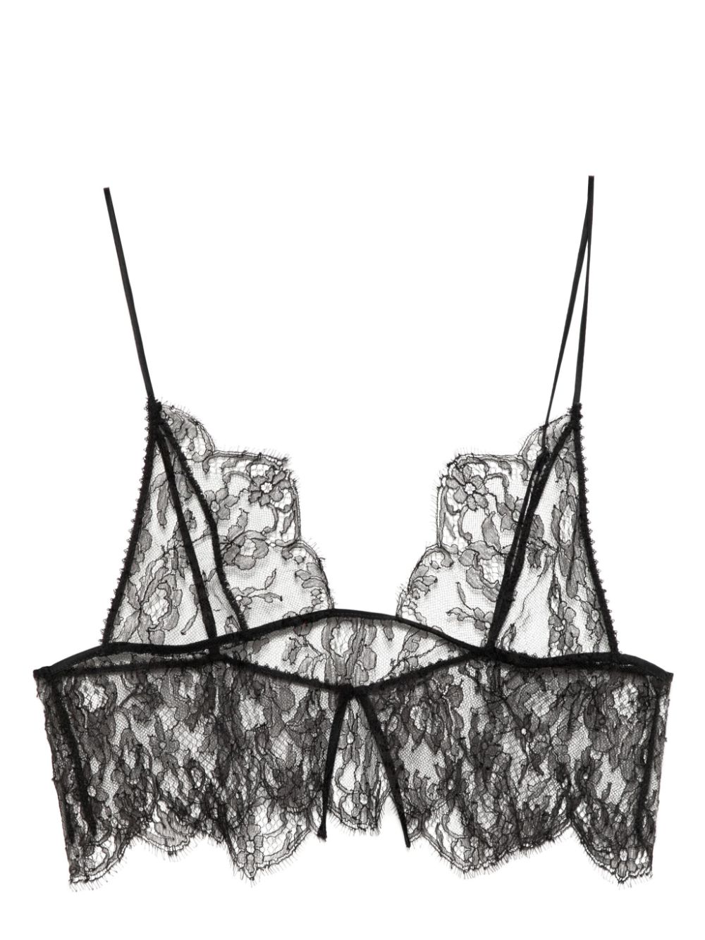 Lace-trim bra - Black