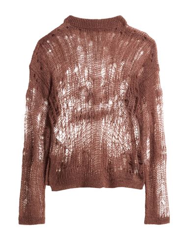 Rick Owens Woman Sweater Chocolate brown Size L Polyamide, Mohair wool, Wool