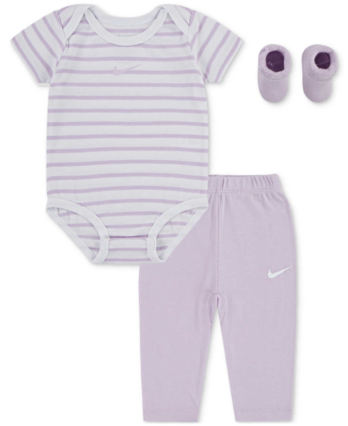 Baby Boy or Girl Bodysuit, Pants & Terry Socks, 3 Piece Gift Set - Lt/pas Pur