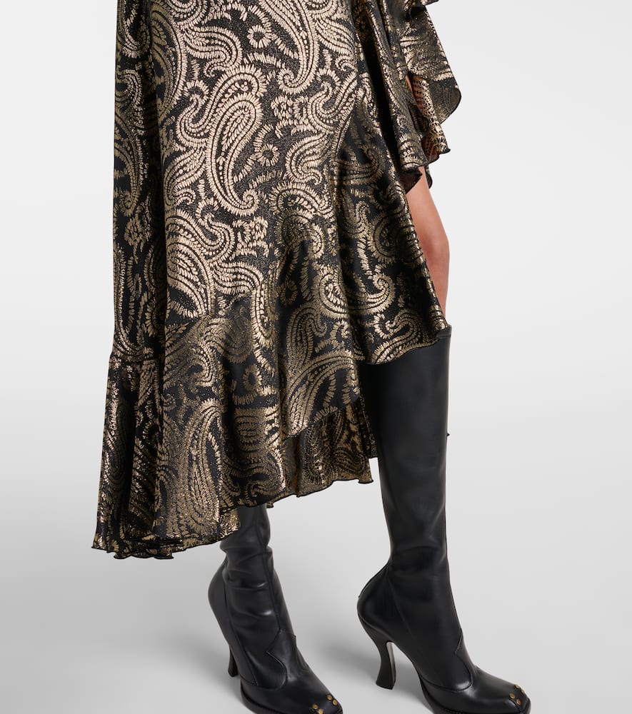 Paisley ruffled silk-blend maxi skirt