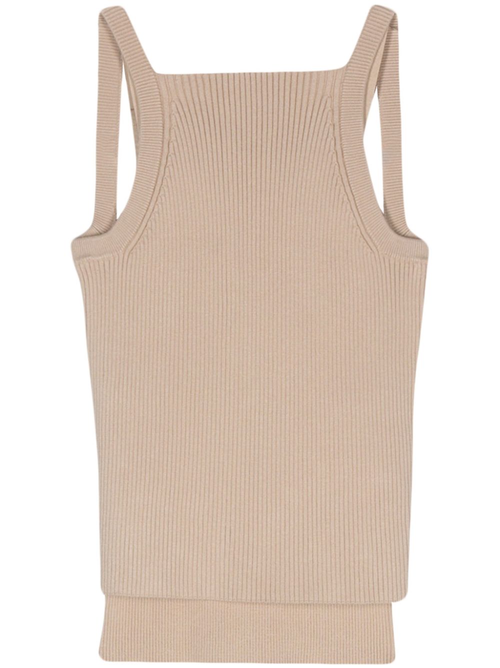 Layered ribbed-knit tank top - Black