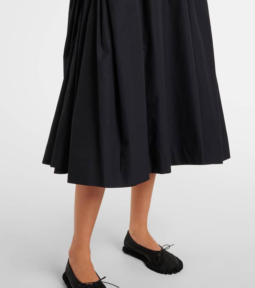 Puff-sleeve cotton poplin midi dress