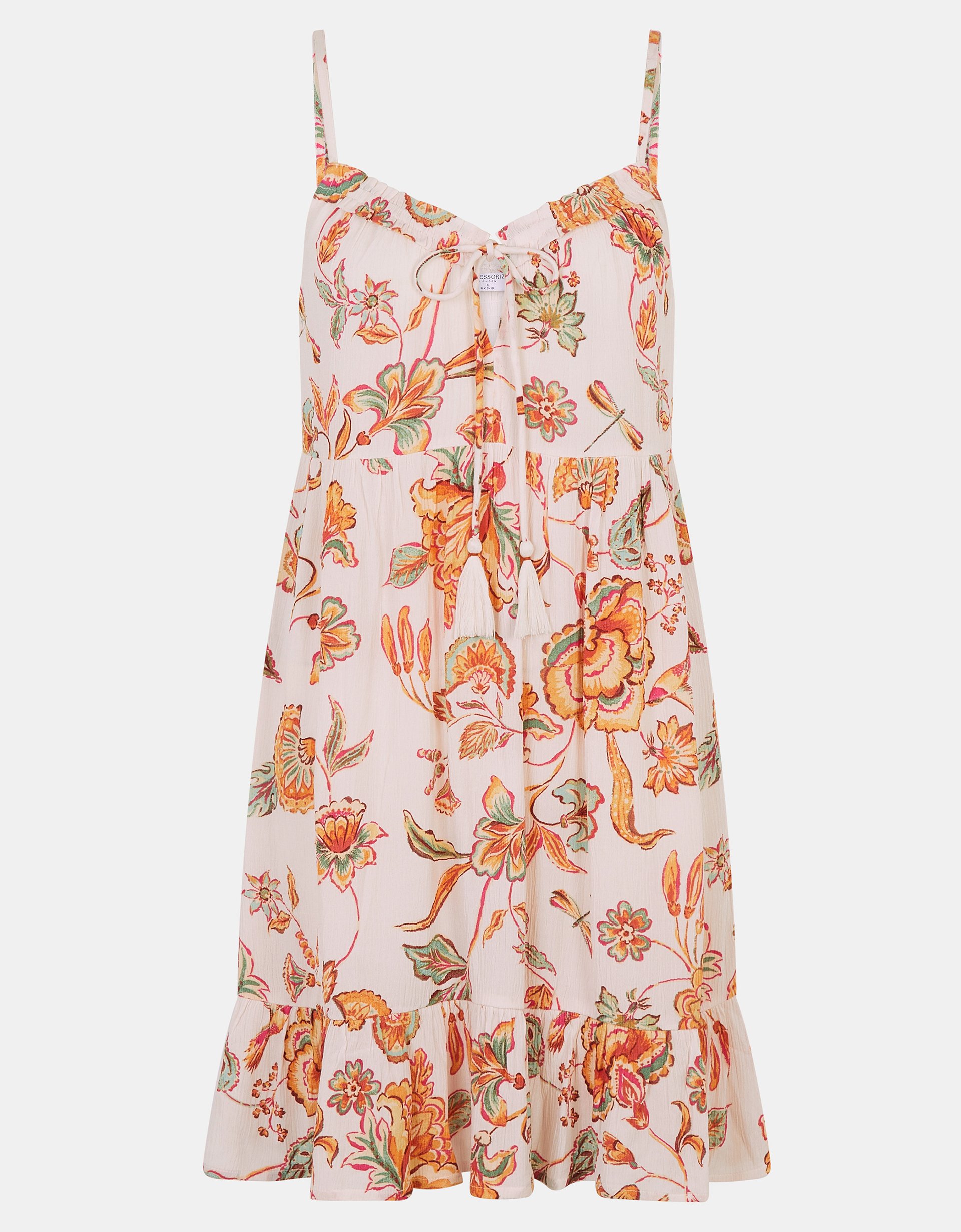 Floral Print Mini Dress Ivory