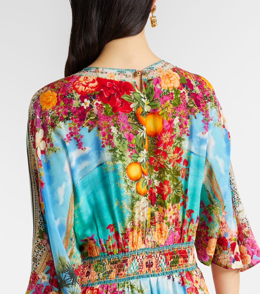 Embellished printed silk maxi dress