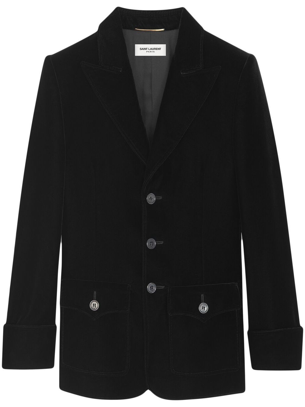 Single-breasted velvet jacket - Black