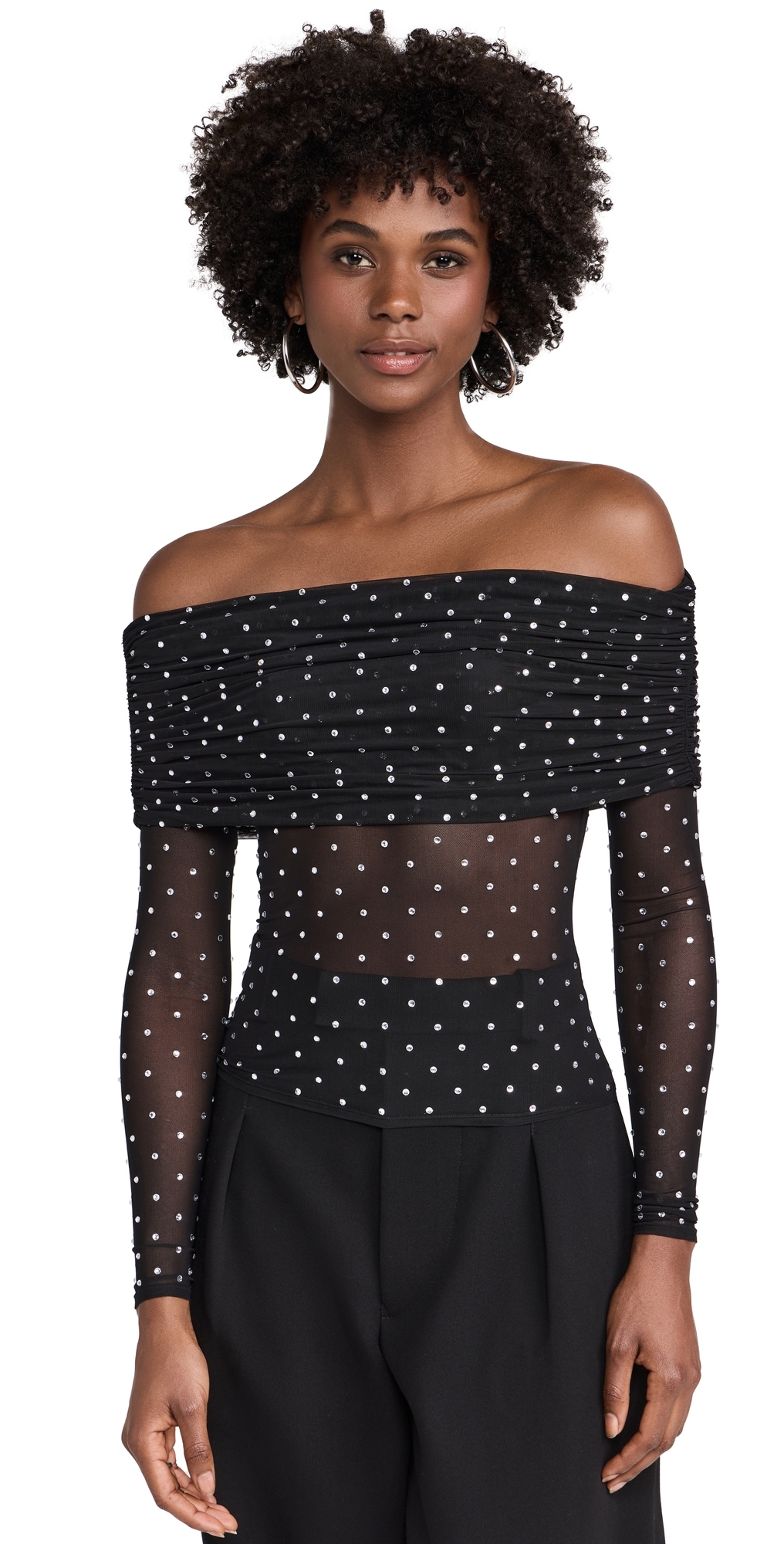 Oriana Mesh Top Black/Silver