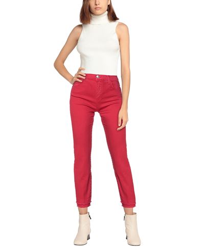 Woman Jeans Red Size 27 Cotton, Elastane