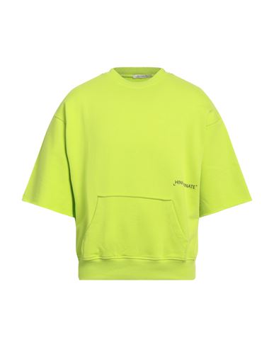 Hinnominate Man Sweatshirt Lime green Size M Cotton, Elastane