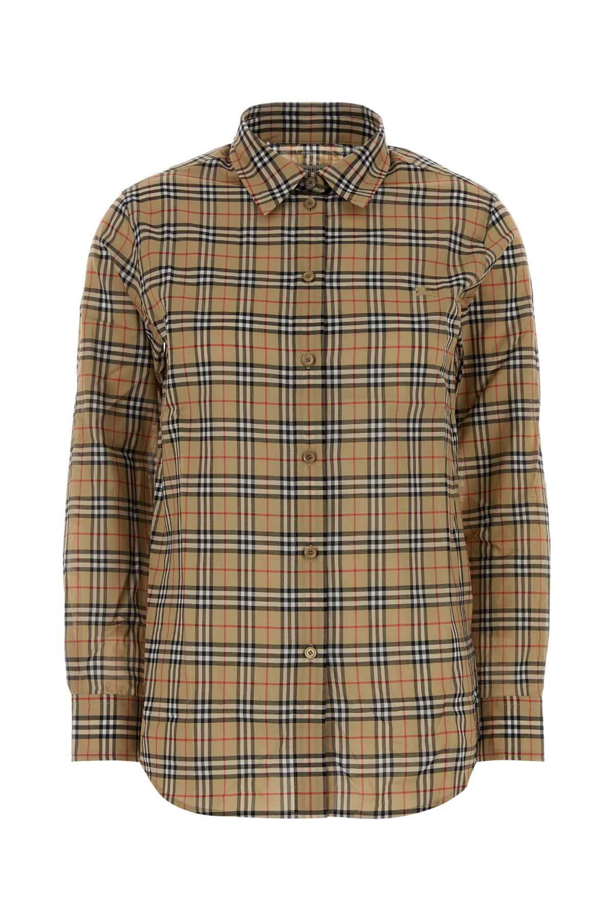 Checked Cotton Shirt — Beige