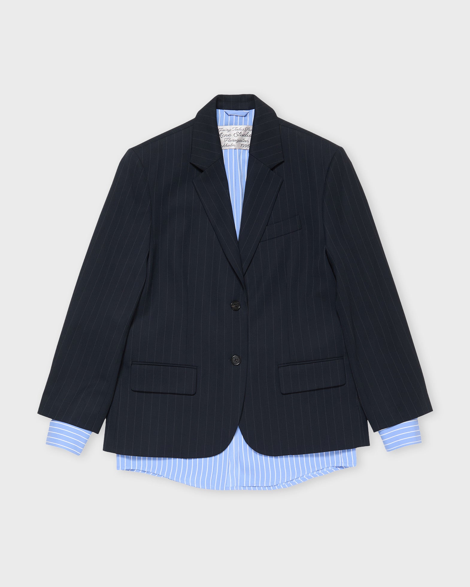 Acne Studios Blazer Fluid Shirt Pinstripe Navy