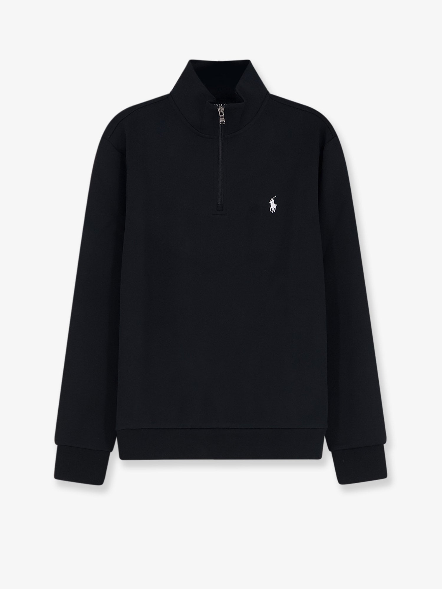Half-Zip Cotton-Blend Sweatshirt — Black