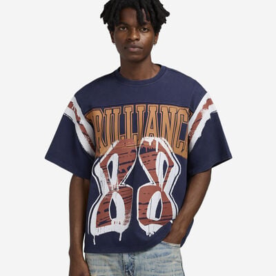 Men's Victory Flocking Crop T-Shirt in Blue