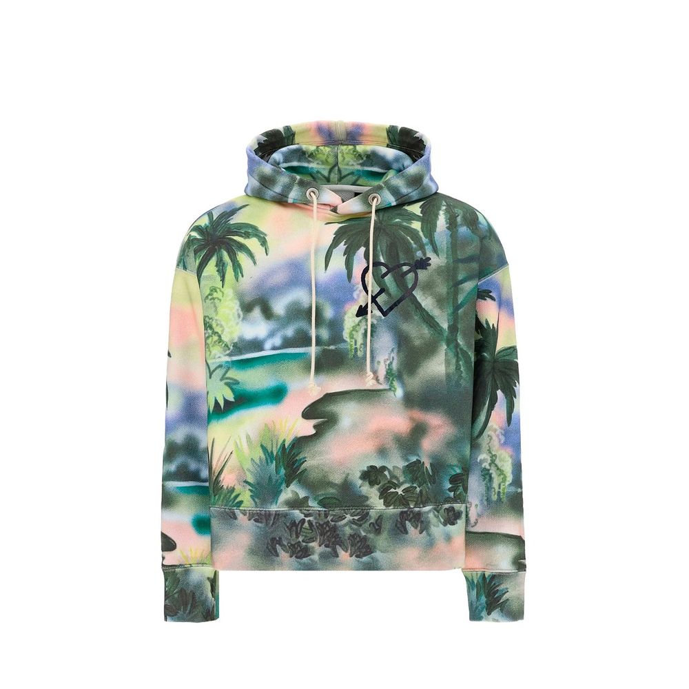 Tie-Dye Palm Print Cotton Sweatshirt — Multicolor
