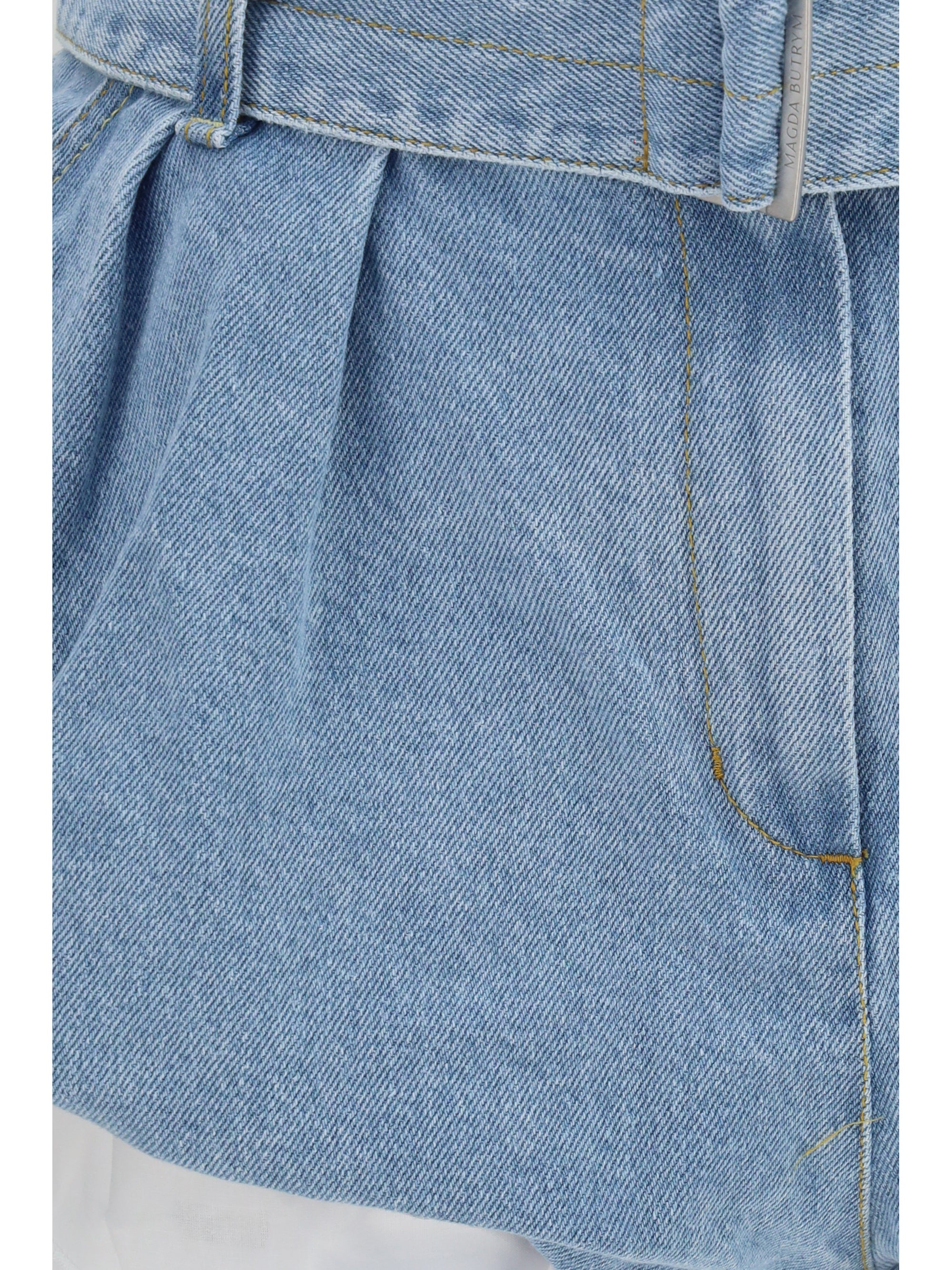 Flared Denim with Undershorts Denim Shorts — Blue